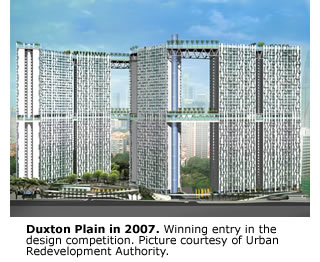 Frontal view of the winning entry in the Duxton Plain design competition